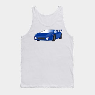 Blue sports car with airfoil illustration Tank Top